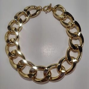 Kenneth Jay Lane KJL Chunky Gold Link Necklace Statement Collar Designer Runway